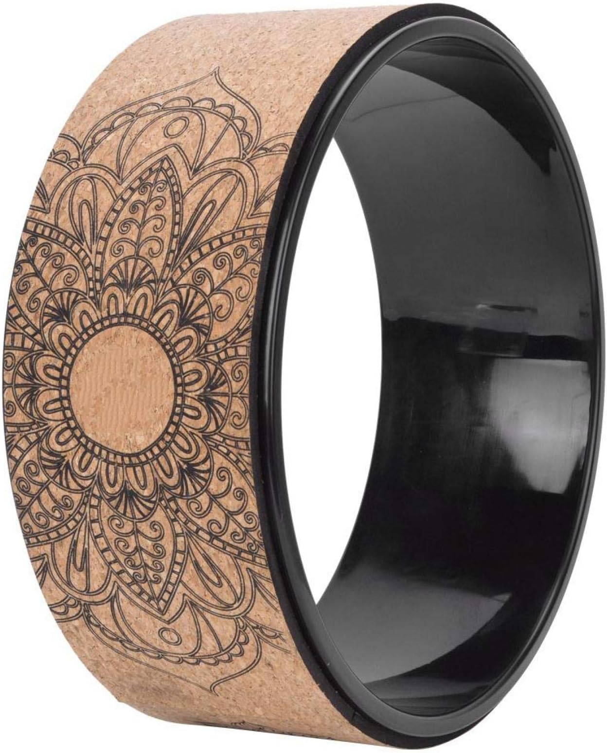 banapoy Fitness Yoga Wheel, PU Rubber Yoga Wheel Circles Gym Workout Back Training Tool for Bodybuilding Fitness(black inner circle)