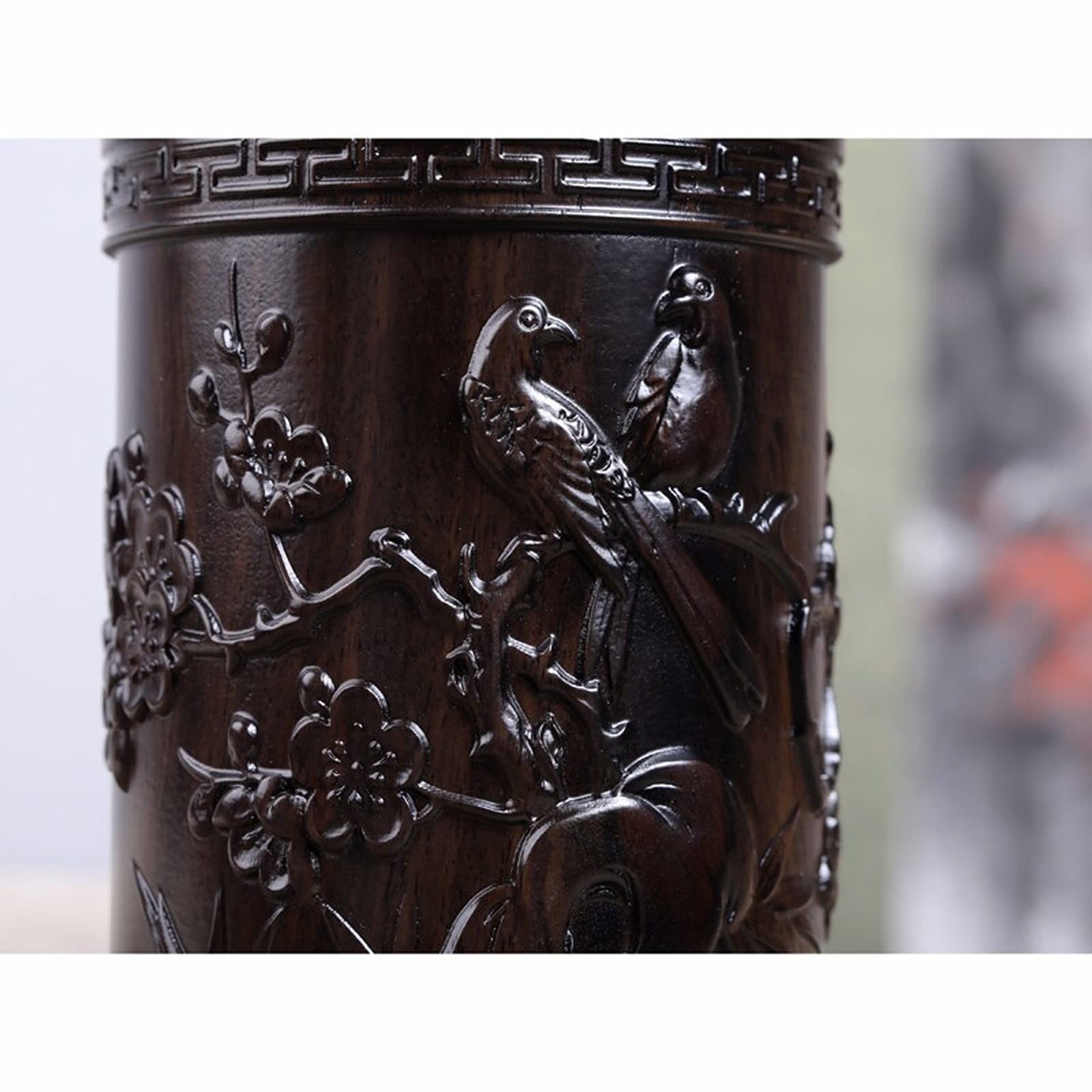 Bote para Pinceles Ebony Pen Container Creativamente Tallado Pot Pot Office Desktop Pen Cup Multifunction Desk Holder, para la Escuela de Oficina en casa contenedor para bolígrafos(A)
