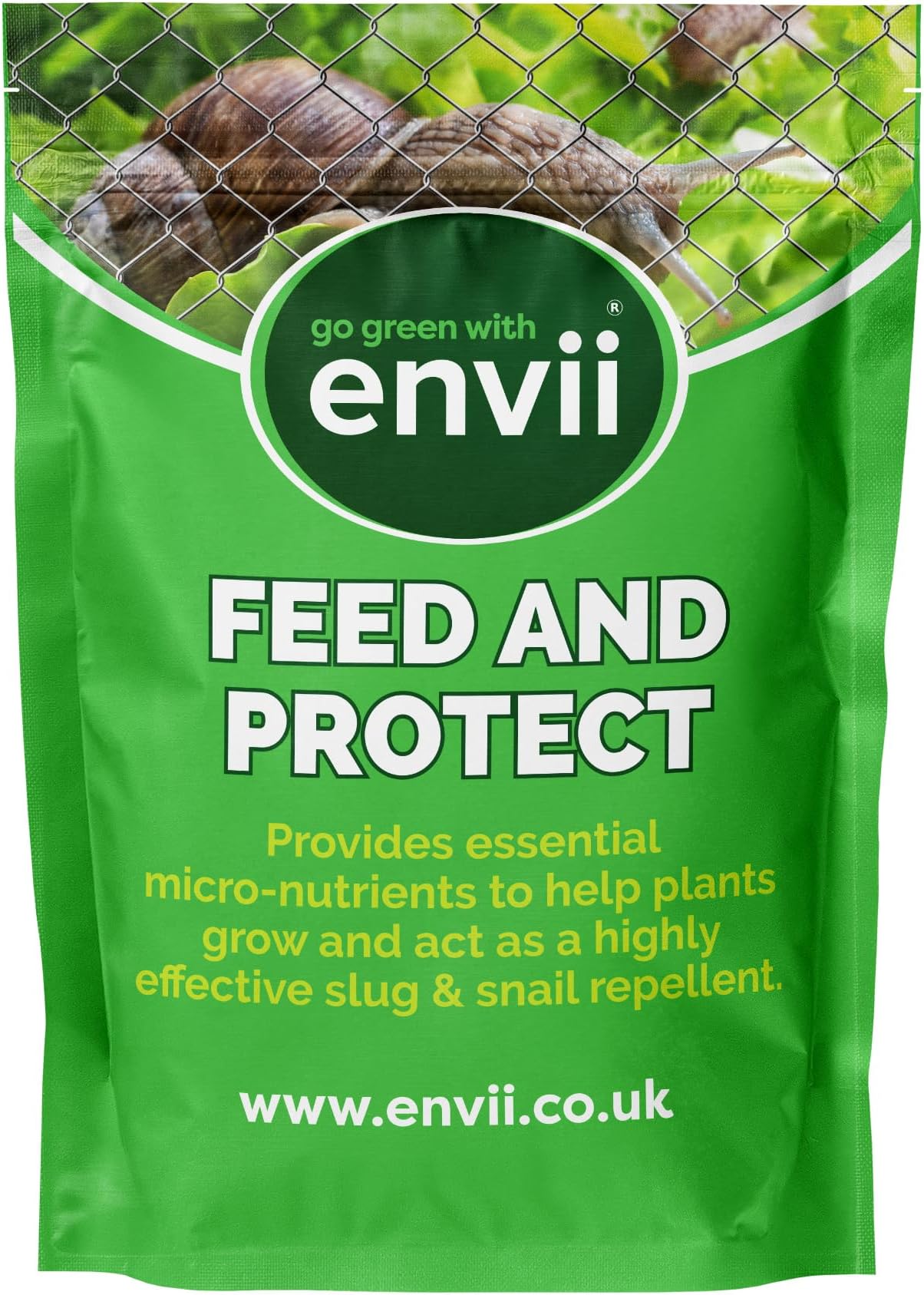 envii Feed & Protect – Strong Slug & Snail Repellent, Effective Protector for Use on Plants, Garden & Vegetables – 500g