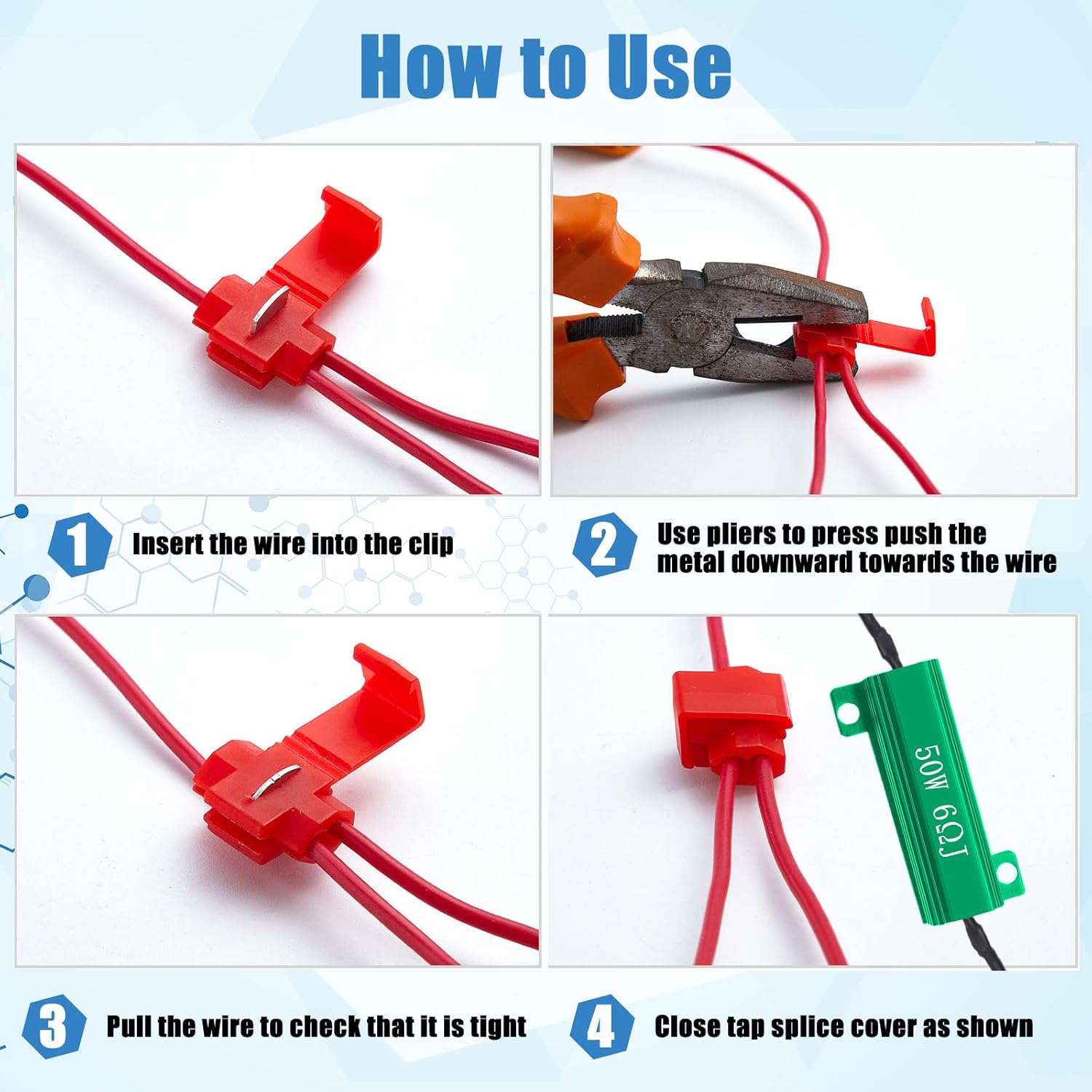 Xuhal 20 Pack 50W 6ohm Load Resistor Turn Signal LED Kit Fix Fast Flash Blink Error Code Flickering Resistor for LED Lights Bulb Headlights Tail Light License Plate DRL(Green)