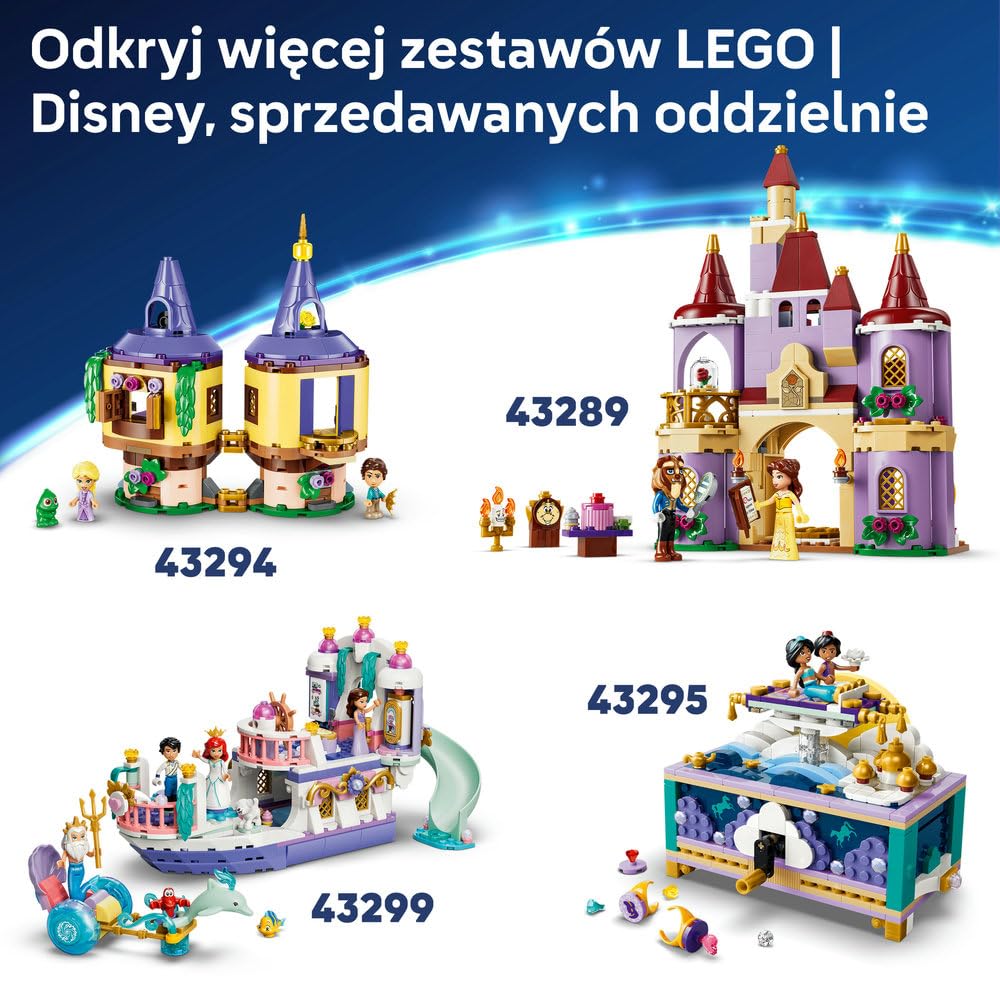 LEGO ǀ Disney Princess Zamek Roszpunki 43297 | Zamek z bajki i 6 postaci, zabawka dla 6-latki, prezent dla dziewczynki i chłopca, zestaw klocków dla dzieci, 676 elementów