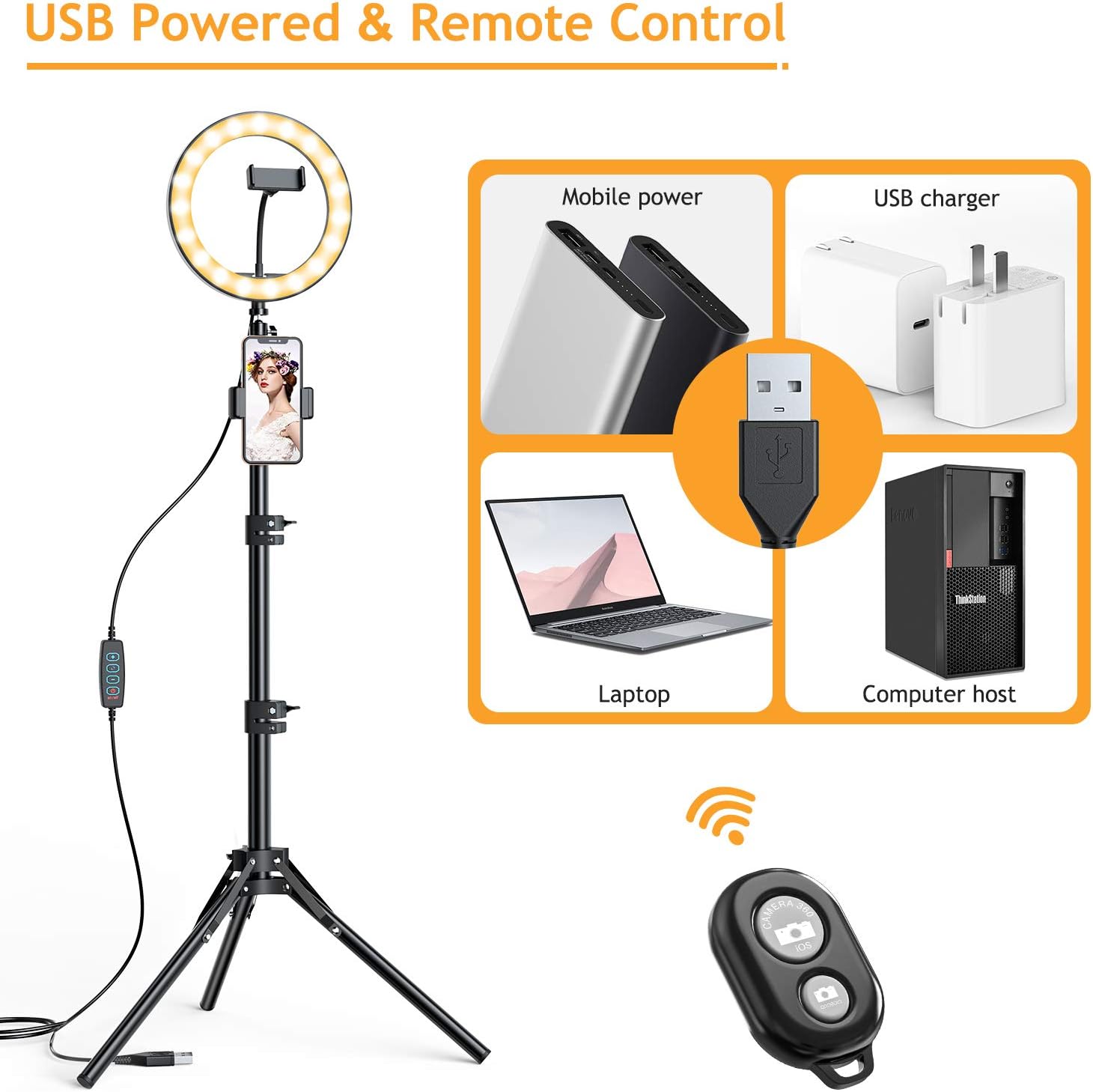 Promo 40% OFF Amada 10 Selfie Ring Light with 65'' Tripod Stand and 3 Phone Holders, Dimmable Camera LED Ring Light Circle Light for Makeup/Live Streaming/YouTube Videos/Photography.