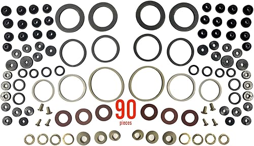 Azi 90pc Kit completo de reparación de fontanería de arandela del hogar surtido DIY y reparaciones profesionales - emergencias de fontanería,