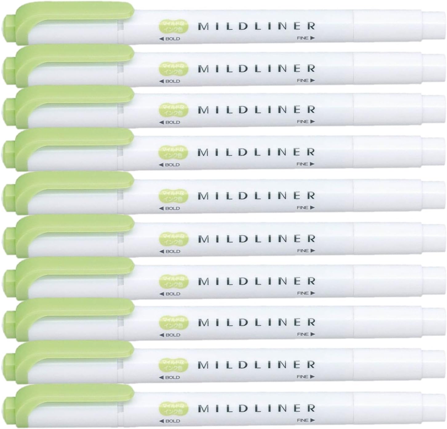 ZEBRA MILDLINER Highlighter pen markers, Mild Green (WKT7-MG) x10