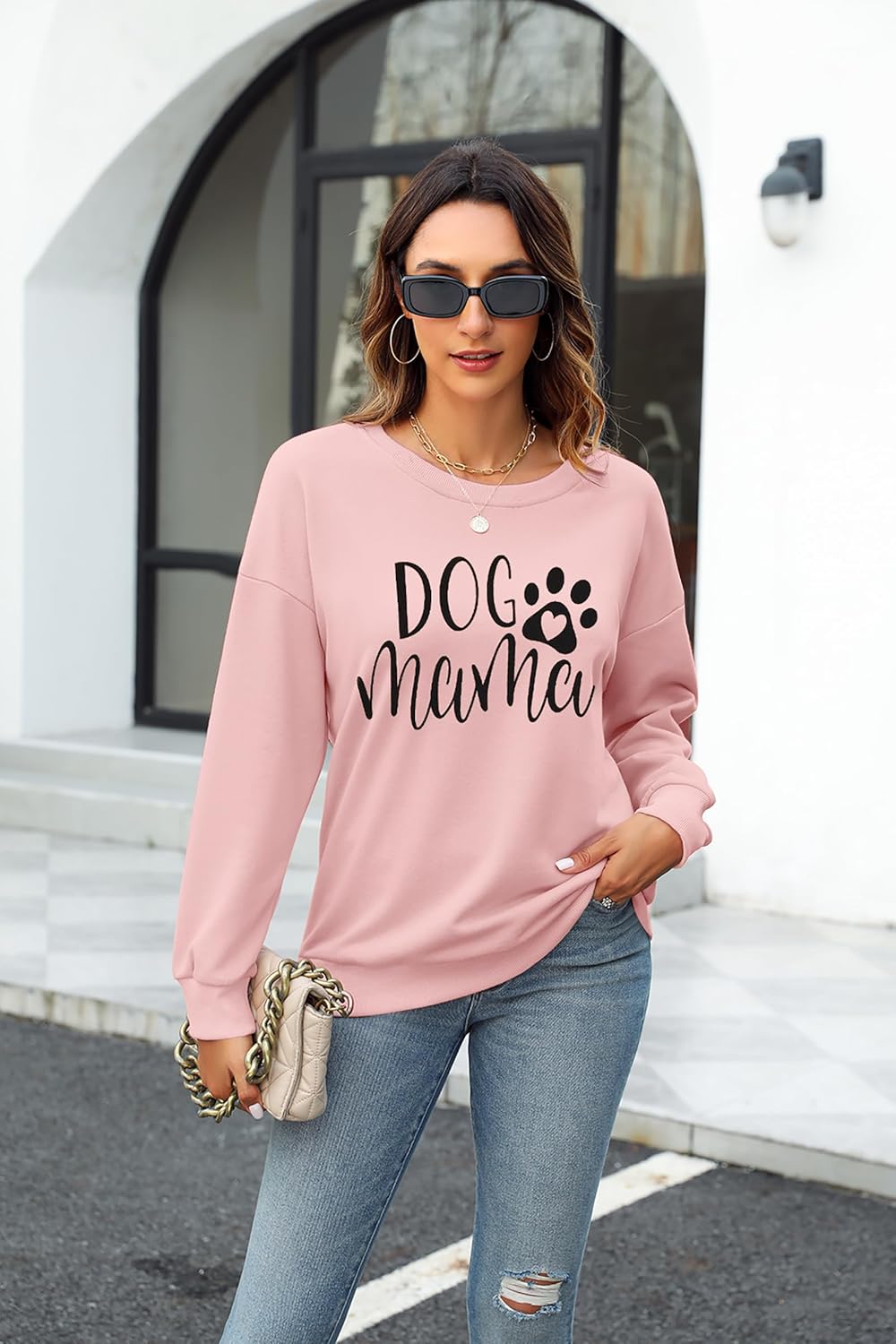 ALLTB Dog Mom Sweatshirt Women Dog Mama Graphic Shirt Cute Paw Shirts Puppy Lover Pullover Casual Long Sleeve Tee Tops - Image 5