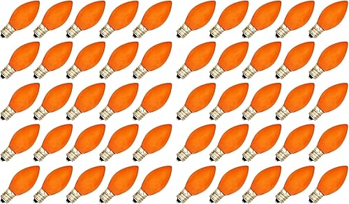 Miniatura 6 de Creative Hobbies® Caja de 25 bombillas, naranja opaco de cerámica, combustión constante, incandescente de 7 W, base de candelabro C7, ideal