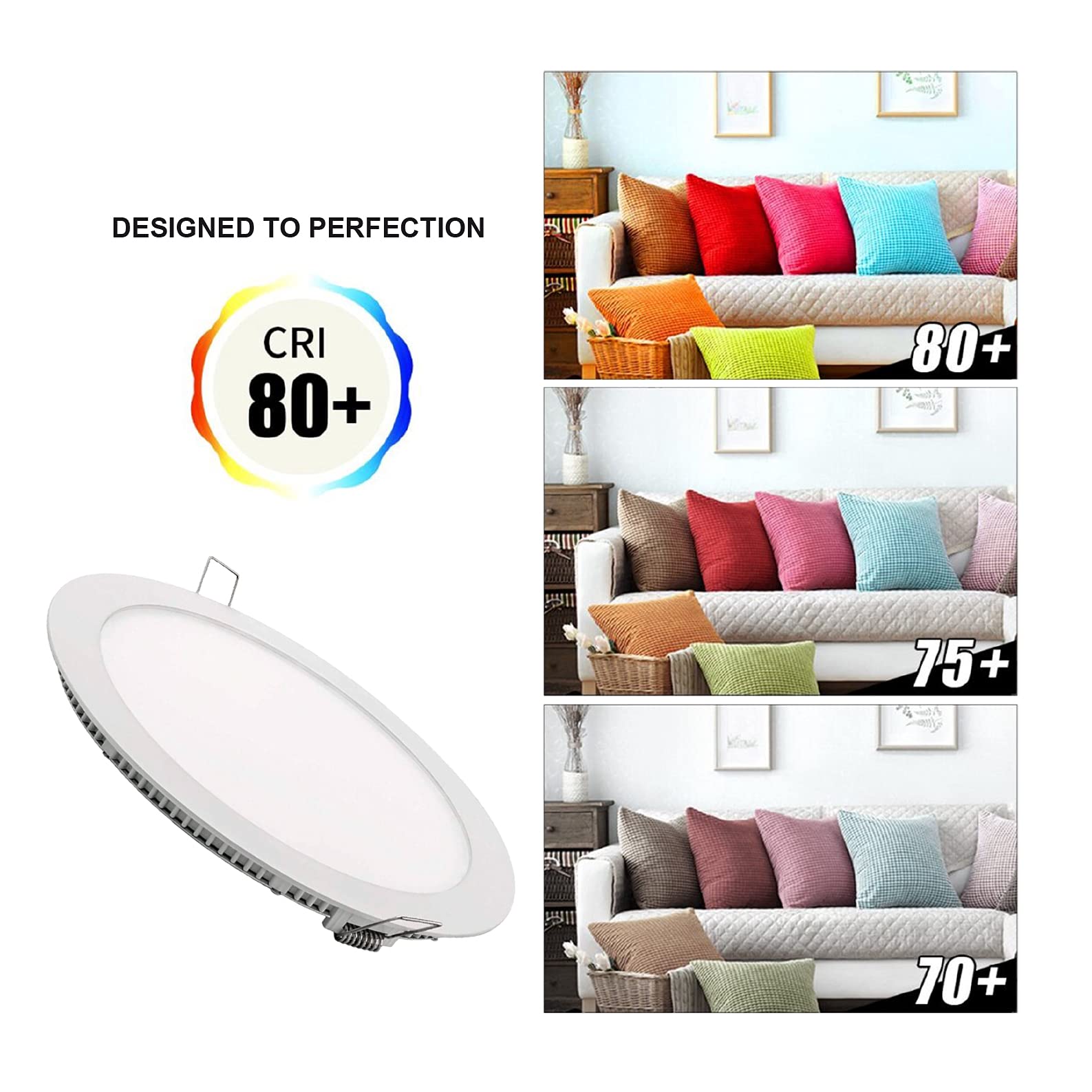 Lot de 2 Panneau LED Encastrable Downlight Rond Plat 300mm 24W Blanc Froid 6500K 2200 Lumens Driver inclus