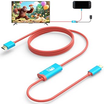 Switch 2 Dock Plug-and-Play, USB C to HDMI Replacement Cable for Nintendo Switch, 4K@60HZ 6.6 ft, Portable Travel TV Base Adapter & Travel Docking Station Cord Compatible with Switch2