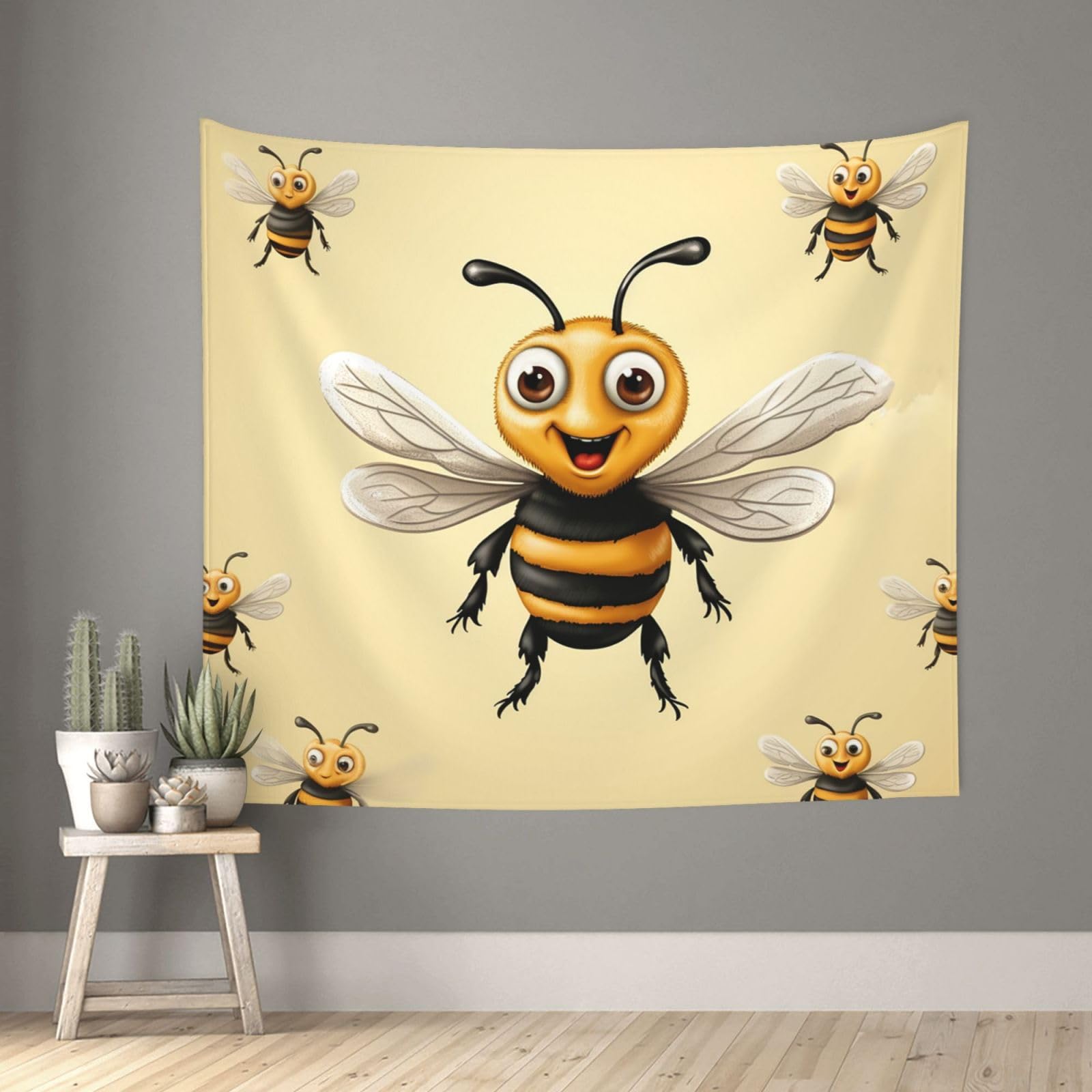 FodPand Honey Bee Tapestry for Bedroom Aesthetic, Wall Hanging Tapestries Art Decor Backdrop Wall Tapestry for Dorm Living Room Funny Poster Party Banner Background 51" X 60"