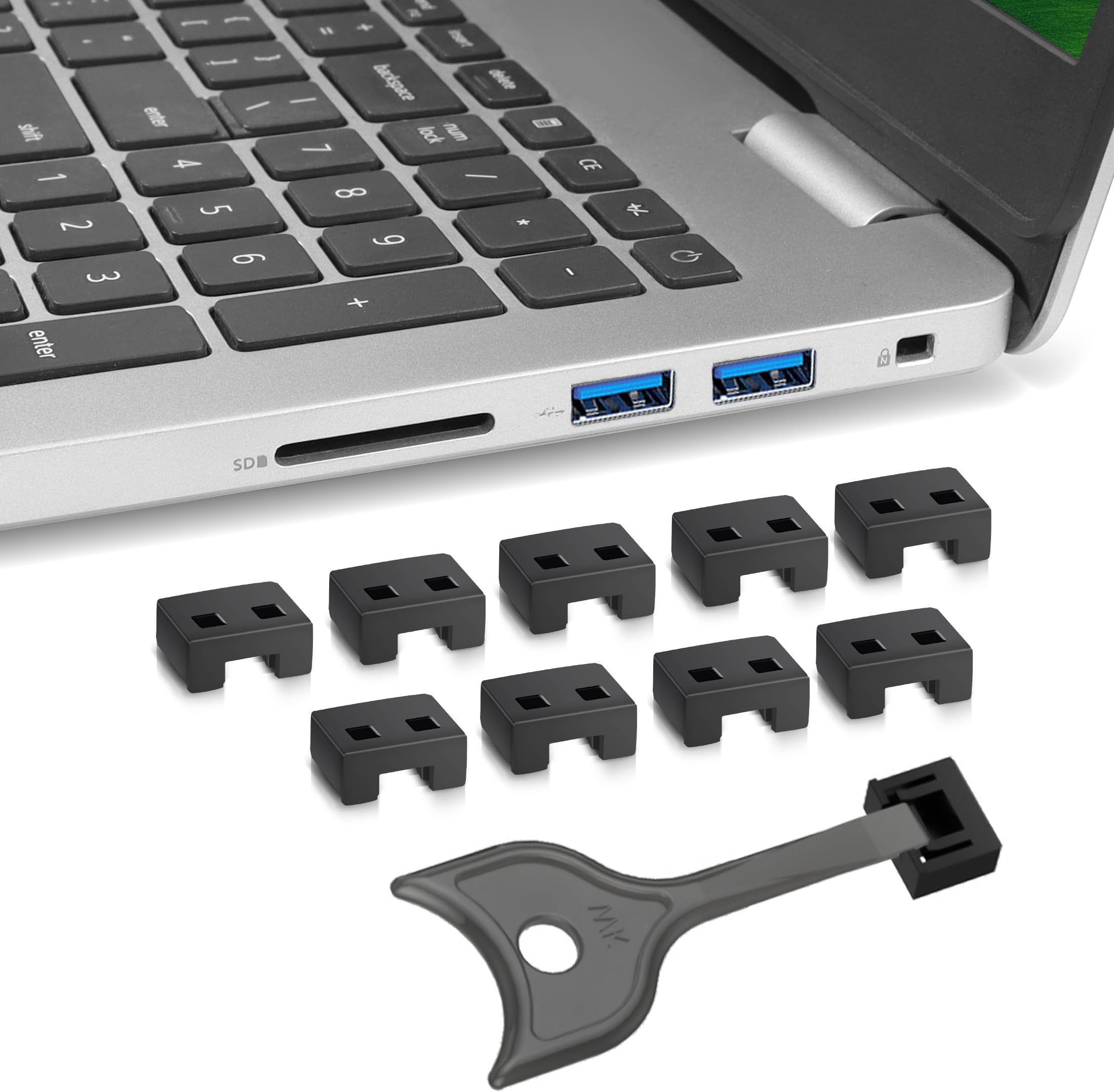 YAODHAOD USB A Port Blockers 10 PACK,USB Security Lock Protect Information Security,Removable USB 2.0/3.0 Port Plug Dust & Moisture Resistant Shield for PC, Laptop & Notebook Data Protection