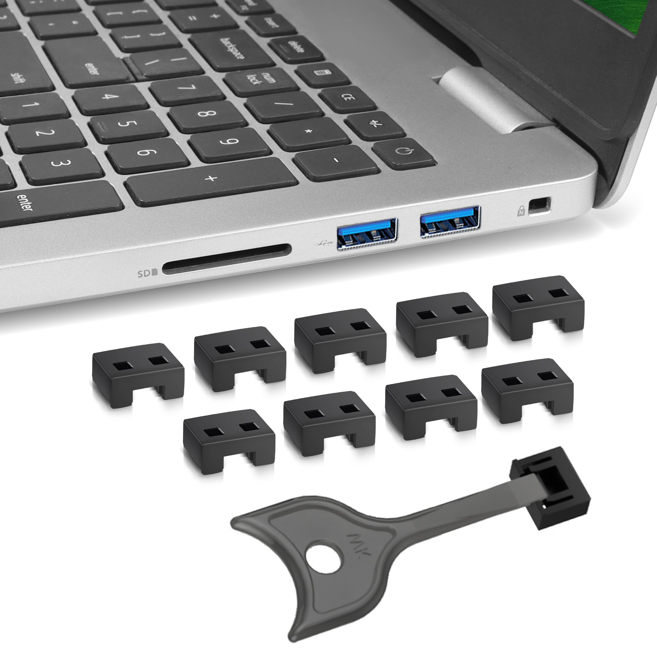 USB A Port Blockers 10 PACK,USB Security Lock Protect Information Security,Removable USB 2.0/3.0 Port Plug Dust & Moisture Resistant Shield for PC, Laptop & Notebook Data Protection