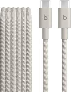 Beats USB-C to USB-C Woven Cable Fast Charging Durable/Tangle-Free Compatible Charger for Apple & Android Devices (1.5 m, 5 ft) - Surge Stone