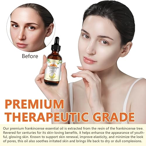Miniatura 9 de Aceite esencial de incienso de alta calidad, 100% puro y natural, 2.1 onzas líquidas para la piel, arrugas, cicatrices, cuidado de la cara y el