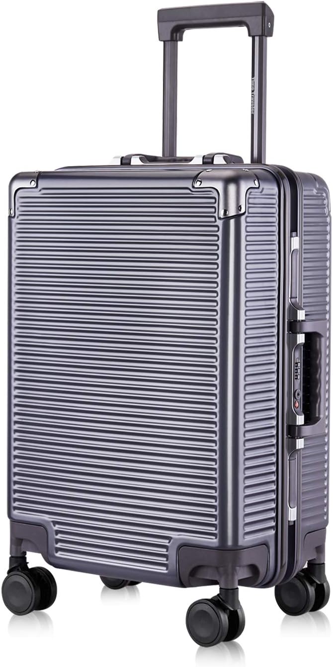 High-Capacity Luggage, Hardside Suitcase ABS+PC Aluminum Frame, Business Travel Carry on, with Mute Rolling Wheels Two Locks, Grey, 20”