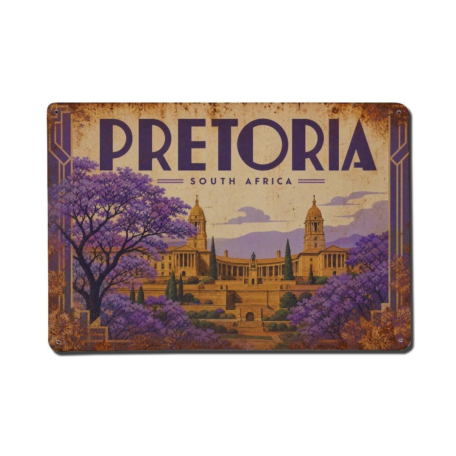 Metal Tin Sign Travel Retro South Africa Pretoria