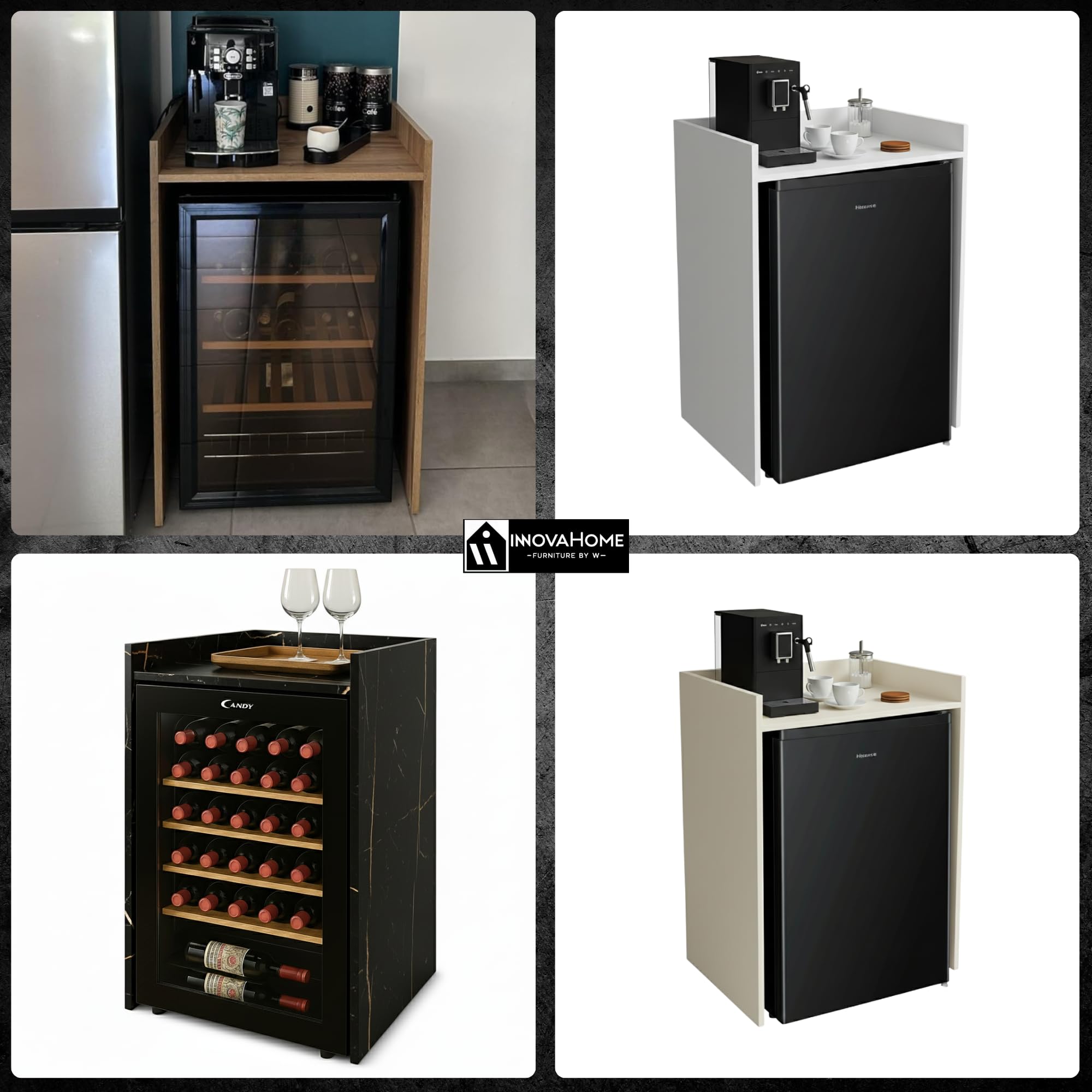 INNOVAHOME Armario para Lavadora Robusto 18mm - Mueble con Protección Antivibración, Borde Alto y Solución de Almacenaje para Lavadero, 66x97x62cm, San Sebastián