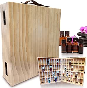 Essential Oil Storage Box for 72 Bottles, Wooden Organizer with Display Window
