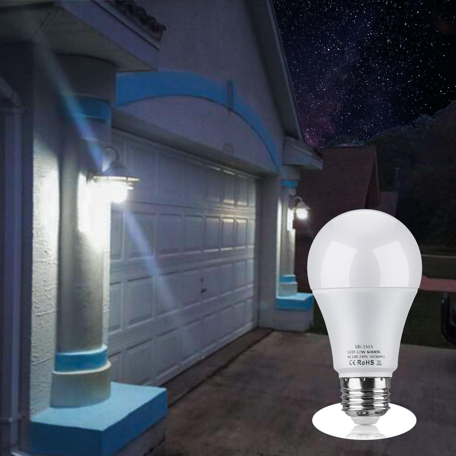 LEKE Dusk to Dawn Light Bulbs Outdoor 100W Equivalent Light Bulb E26/E27 Sensor Bulb 12W Smart Light Bulbs 6000K for Home,Front Porch Light,Yard Light,Garage Light,White-4 Pack