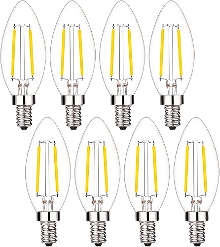 Bombillas LED para candelabros equivalentes a 25 vatios, bombilla LED B11 de 2 W, base E12 blanca cálida de 2700 K, bombillas Edison regulables,