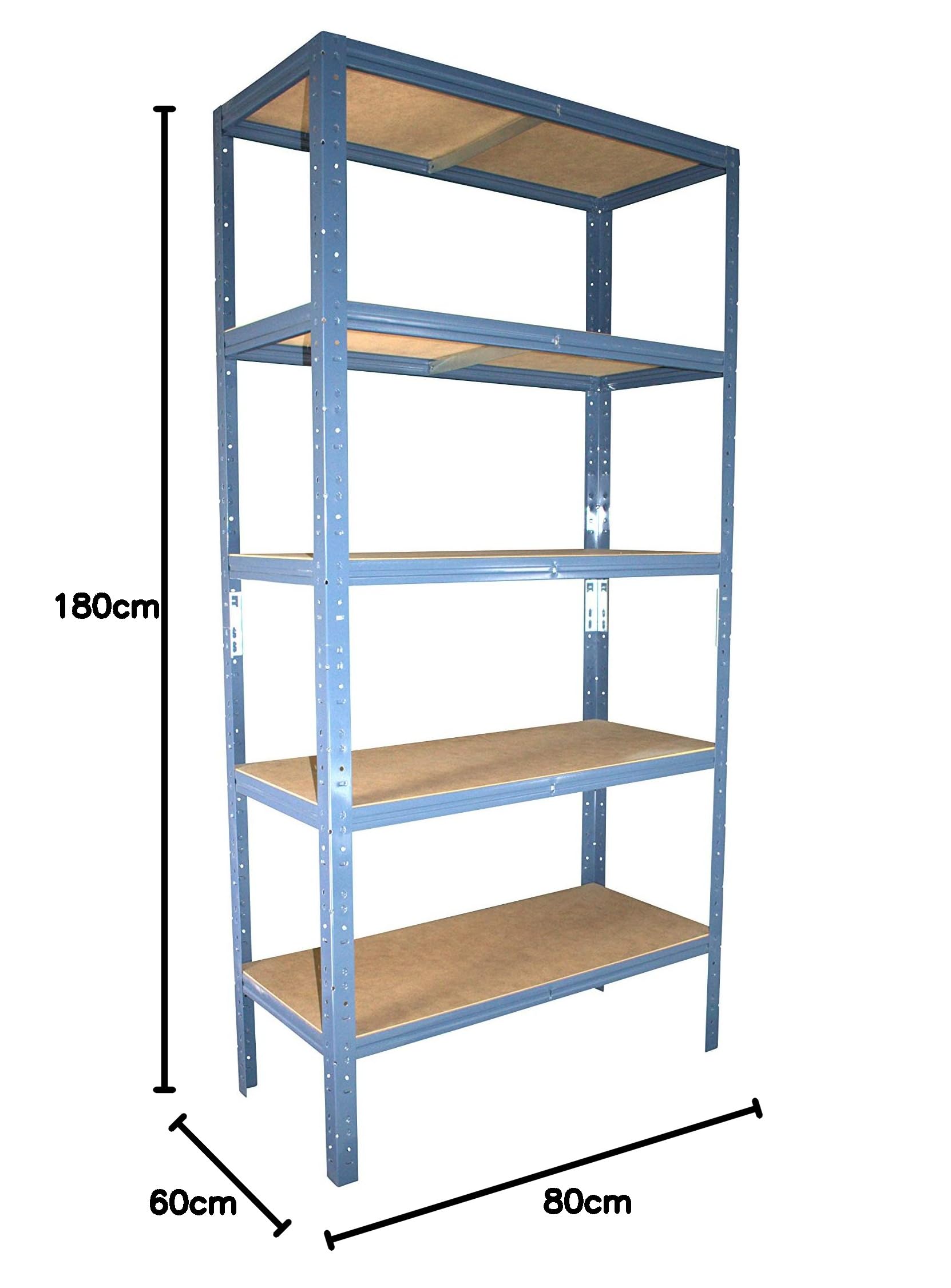 shelfplaza® 180x80x60cm Home Schwerlastregal blau/Metallregal mit 5 Böden/Kellerregal Metall, Garagenregal, Werkstattregal oder Regal Lagerregal/Steckregal Metall mit 175kg Tragkraft