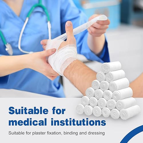 Miniatura 5 de AZEN Paquete de 25 rollos de gasa, 3 pulgadas x 4.1 yardas, suministros médicos de primera calidad y suministros de primeros auxilios, vendaje para