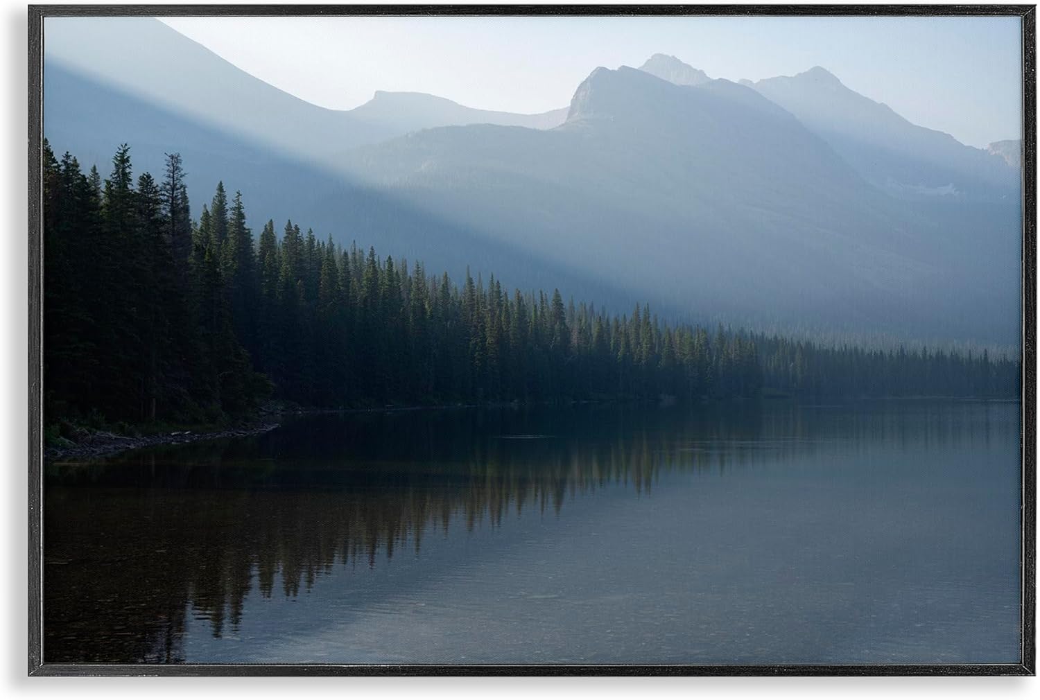 Stupell Industries Foggy Lakeside Trees Framed Giclee Art Design by Hunter Page Photography