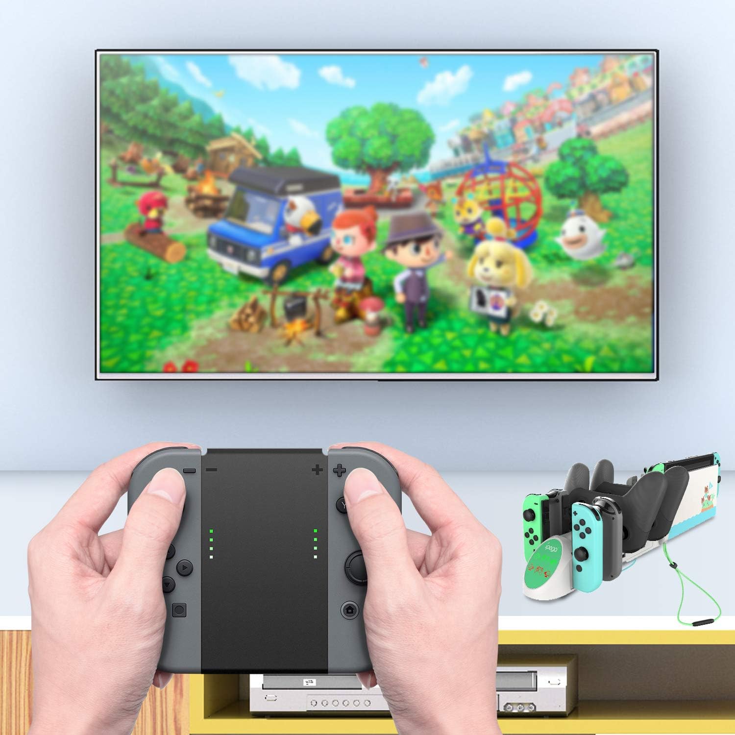 Charger Station for Switch Joy Cons and for Pro Controllers Charging Dock with USB 2.0 Plug and Ports, Only for Switch Pro Controller