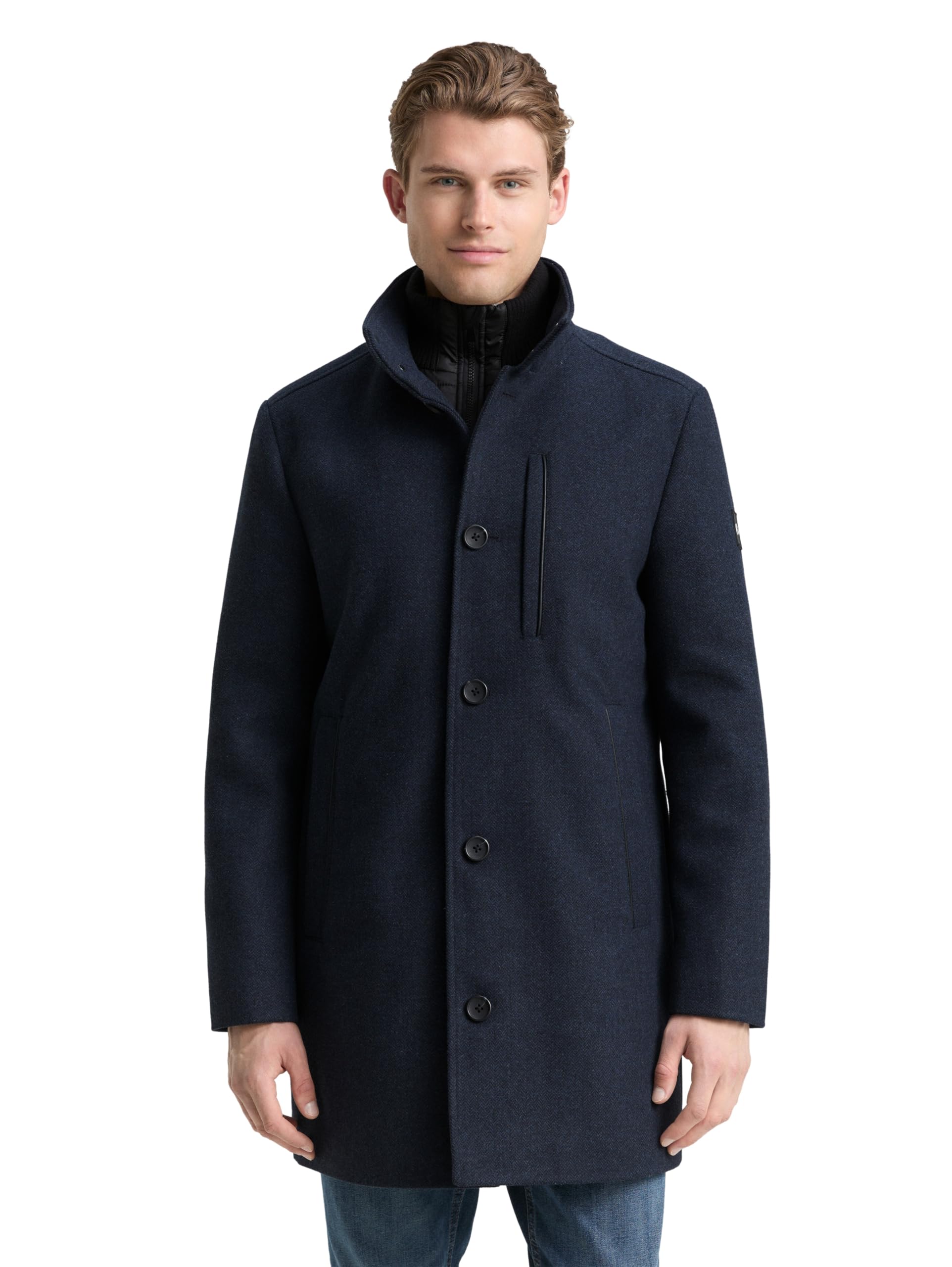 TOM TAILOR Herren 1048486 2-in-1 Wollmantel mit abnehmbarer Innenjacke