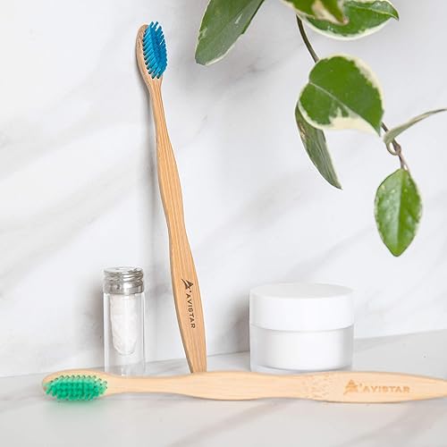 Miniatura 7 de 20 cepillos de dientes de bambú ecológicos los cepillos de dientes de bambú más convenientes del mundo con cerdas de nailon sin BPA en 4 colores y