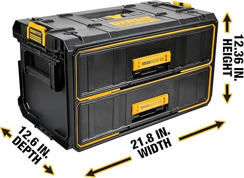 Miniatura 3 de DEWALT ToughSystem Caja de herramientas, 2.0 con dos cajones, 21.8 pulgadas (DWST08320) Negro, Amarillo,Multi,https://www.amazon.com/dp/undefined