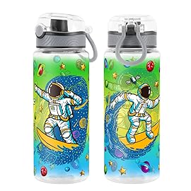 Home Tune Cute Water Bottle for School Kids Girls, BPA FREE Tritan & Leak Proof & Easy Clean & Carry Handle, 23oz/ 680ml - Space Man
