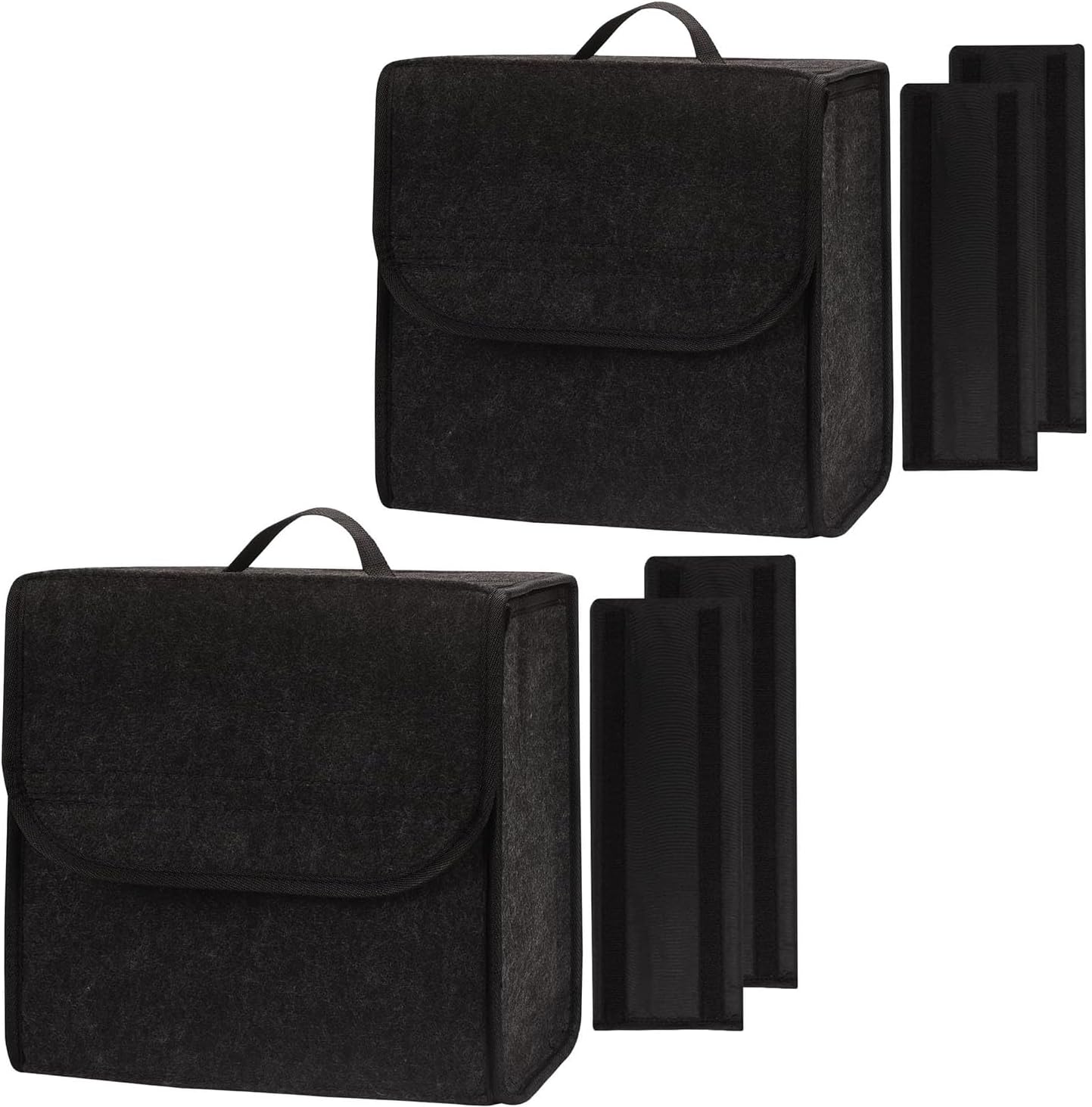 Einesin Upgrade Car Boot Bag Organiser with Reinforced Side Panels for Tools Breakdown Emergency Travel Tidy Van Caravan | Felt Bag in Black | Car Accessories Interior (30x15x30cm-2PCS-Upgraded)