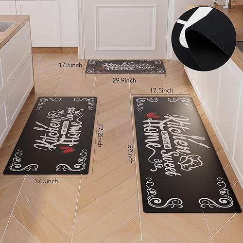Miniatura 2 de Alfombrillas de Cocina para Piso Juego de 3 Piezas, Corredores Antideslizantes Acolchados Impermeables Cómodas Alfombras y Tapetes de Cocina Estilo