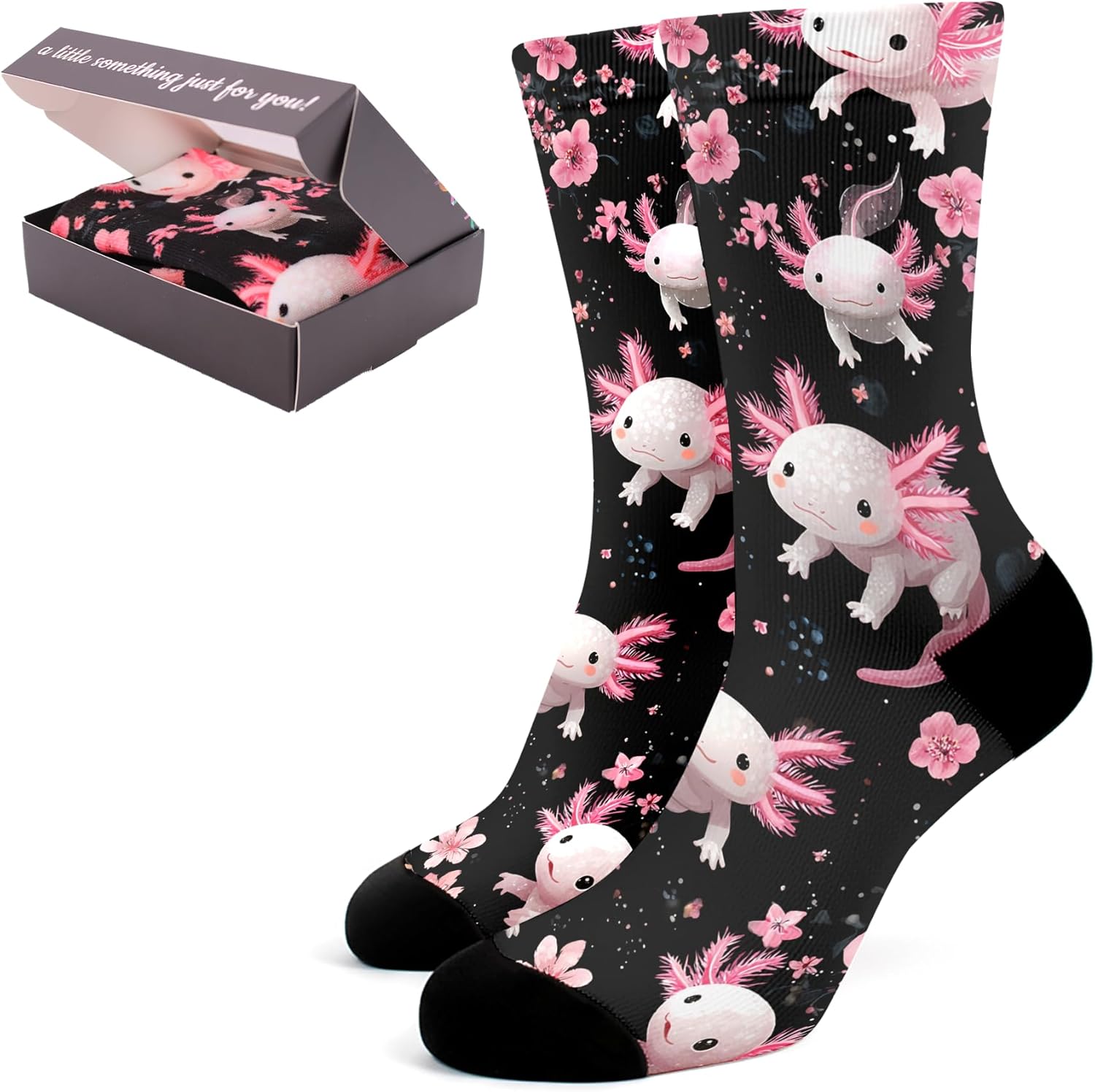 Axolotl Print Sock for Women Girls, Novelty Funny Socks Cute Gifts for Axolotl Lover