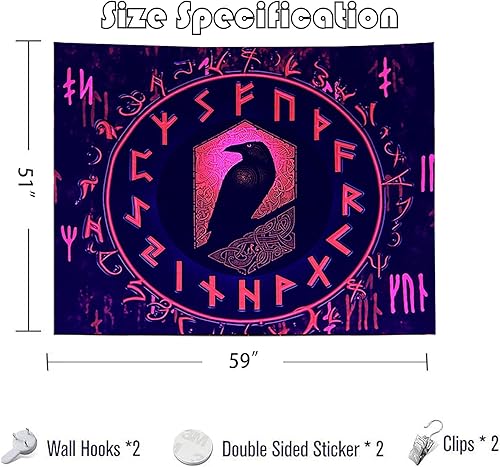 Miniatura 5 de QGKPL Tapiz de cuervo rojo con luz negra, tapiz de símbolo misterioso reactivo a los rayos UV para dormitorio, tapices que brillan en la oscuridad