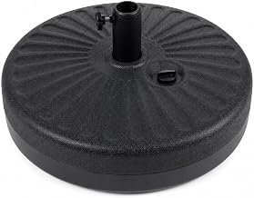 Alfresia Round Plastic Parasol Base - 22-Litre Heavy Duty Base - Secure Fillable Plastic Umbrella Base for Patio, Garden or Outdoor Space, Sand or Water Filled, Round Shaped, Easily Portable, Black
