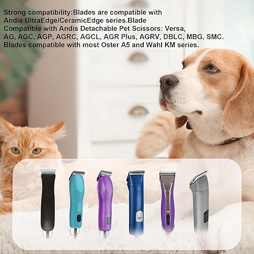 Miniatura 6 de Paquete de 4 cuchillas de repuesto para cortar perros compatibles con Andis Pet ClipperOster A5Wahl KM Series Dog Clipper, hoja de cerámica y hoja