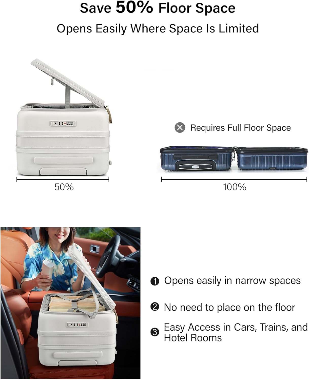 Hanke Hardside Expandable Carry On Luggage, 20 Inch Top Opening Trunk Luggages with Spinner Wheels, All-PC Hard Shell Carry-On Suitcase, Lightweight & TSA Airline Approved (Smoke White, 46L) - Image 7