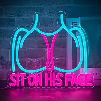 Sit On His Face Neon Sign, Sexy Buttocks LED Sign for Wall Decor, Neon Lights for Bedroom with Woman Pattern, LED Light up Sign Dimmable for Man Cave, Party, Hotel, Gameroom, Club, Party, Bar Art Decor