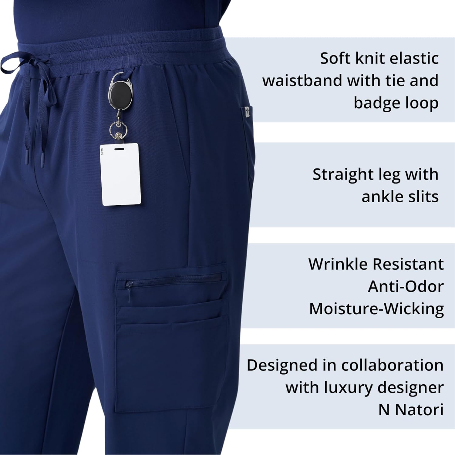 Care+Wear 7-Pocket Straight Leg Pants for Men – Moisture Wicking, Ultra-Soft, Wrinkle-Resistant Medical Scrub Pants