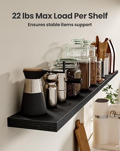 Miniatura 4 de AMADA HOMEFURNISHING - Estantes flotantes, estantes de pared para sala de estar, dormitorio, baño, cocina y organización de oficina en casa, Negro