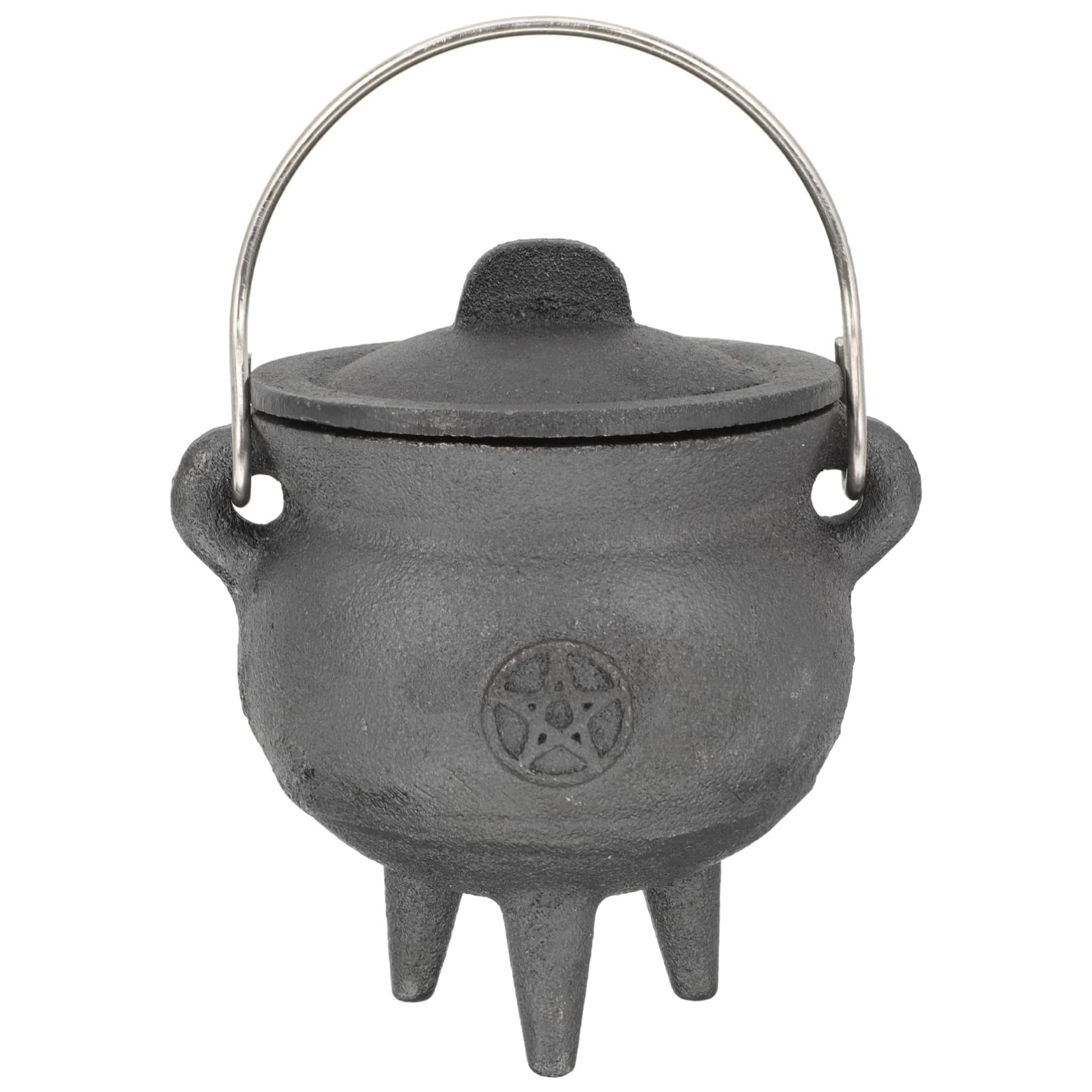 Zerodeko Witch's Cauldron Halloween Witch Props Bronze Tripod Incense Holder Witches Cauldron Religious Craft Halloween Mist Maker Black Witch Jar Sage Holder Desktop Iron Decorations