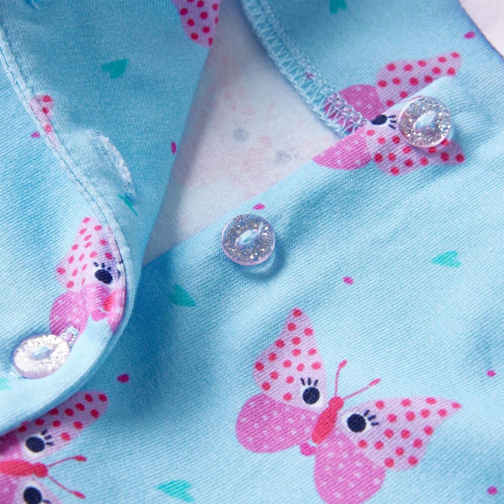 Vestido infantil niña azul verano sin mangas, algodón, volantes, botones, estampado de corazón y mariposa, adecuado para guardería, fiesta, cumpleaños, vacaciones, cómodo, transpirable