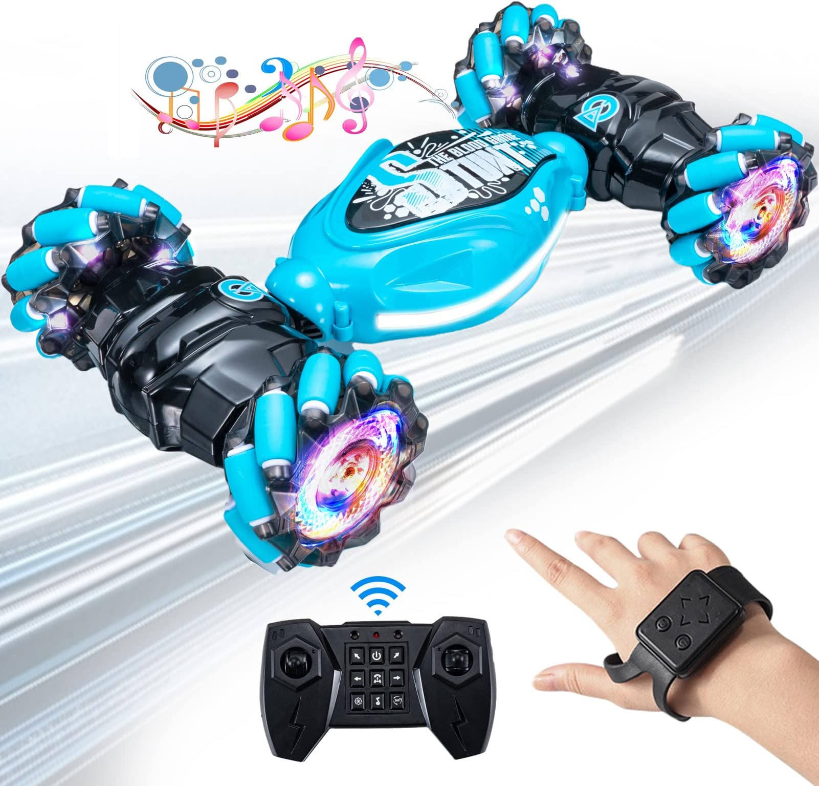 KunisJoy 1:14 Gesture RC Car Large Remote Control Car for Boys,Hand Controlled RC Car, All Terrains Monster Trucks for Boys RC Stunt Car 360° Flips for Age 4-12 with Lights Music