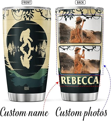 Miniatura 2 de Vaso de café personalizado con foto Bigfoot Sasquatchs, taza de viaje con tapa, nombre personalizado, regalos de cumpleaños para amigos, niños,
