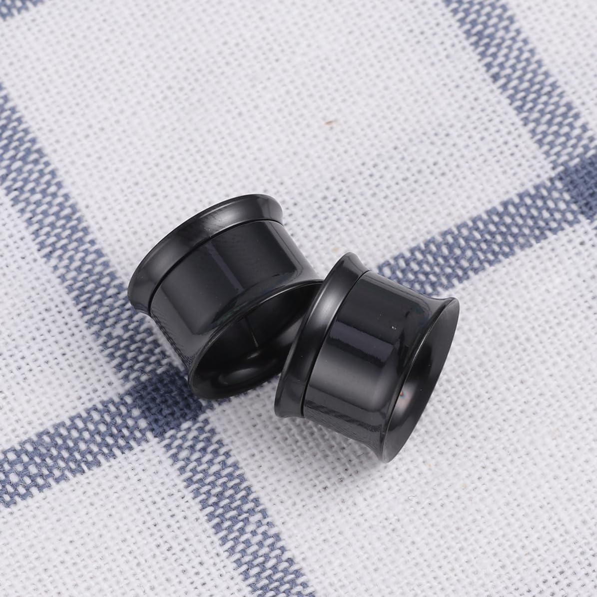 2pcs Stainless Steel Ear Tunnel Plugs Double Flared Black Fashion