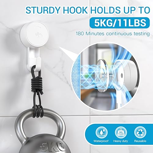 Miniatura 3 de LUXEAR Ganchos de succión potentes ganchos de succión al vacío, ganchos de ducha resistentes al agua, gancho de succión para baño, toalla de cocina,