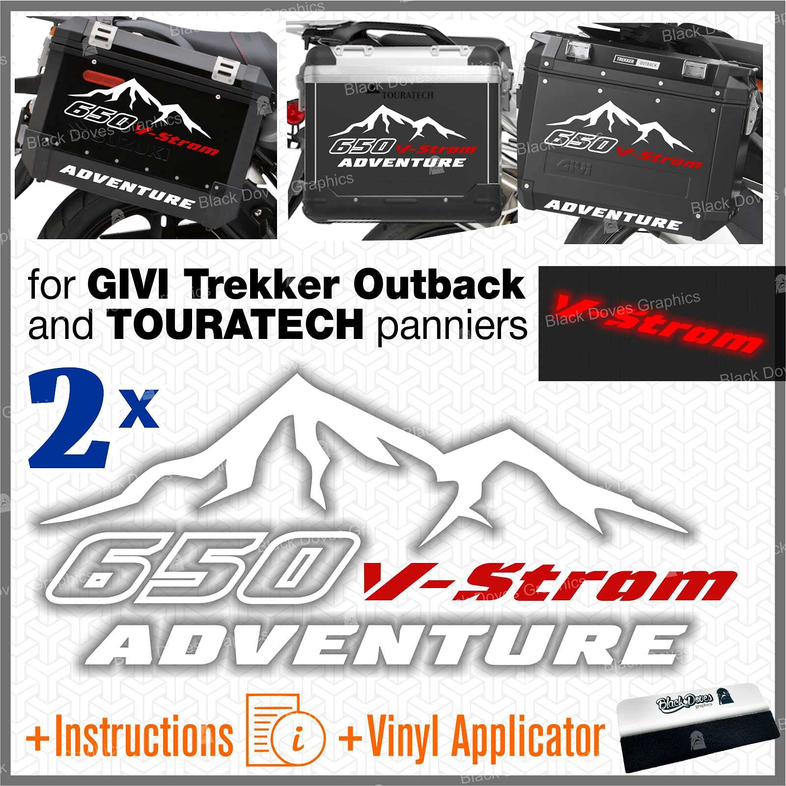 Autocollants valises Suzuki V-Strom 650 Allu et Trekker Outback