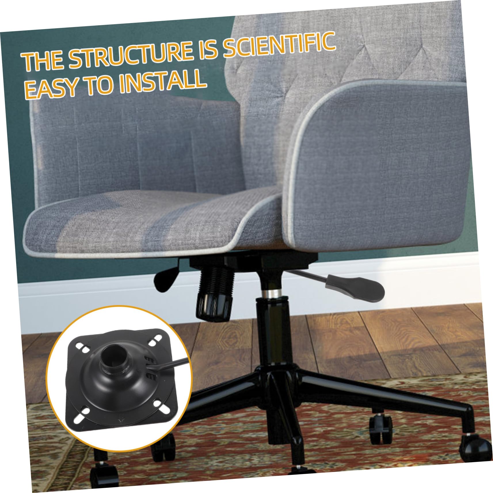 DOITOOL Pieza de Repuesto para Mecanismo de Inclinación, Fácil de Instalar y Limpiar Base de Silla Negra de Acero Inoxidable para Silla de Oficina o Barra