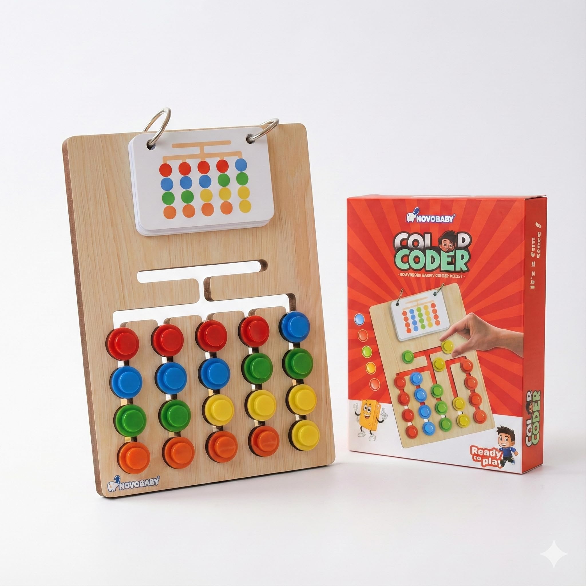 Novo Baby Kids Montessori Slide Puzzle | Color & Pattern Matching Learning Toys for Kids 3-8 Years | Preschool Educational Activity Toy for 4,5,6,7,8 | Toys for 6-Year-Old Boy (Modern)